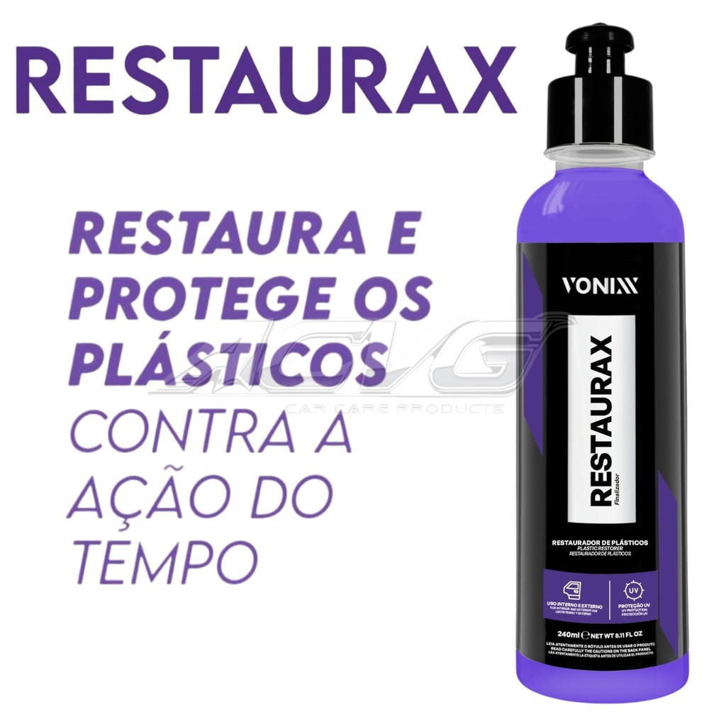 Restaurax 240ml Vonixx Restaurador Automotivo Revitalizador de Plásticos em Oferta na Shopee