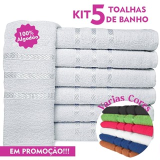 Kit 05 Toalha de Banho 70x120cm 230g/m² Macia com Alta Absorção Atacado em Oferta na Shopee