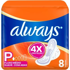 Absorvente Always Cobertura Suave P Com Abas Com 8 Unidades