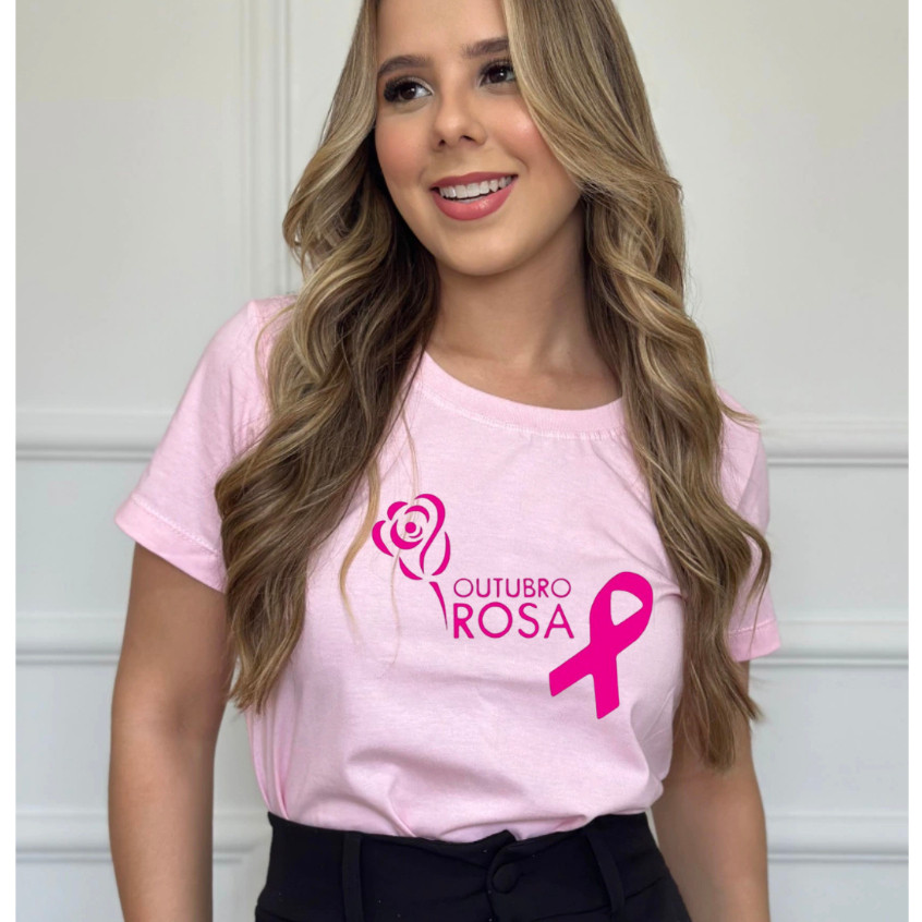 Linda 30.1 Blusa Feminina Outubro Rosa T -Shirt moda 100% Algodão  P AO G2 Plus Size Premium Envio Imediato