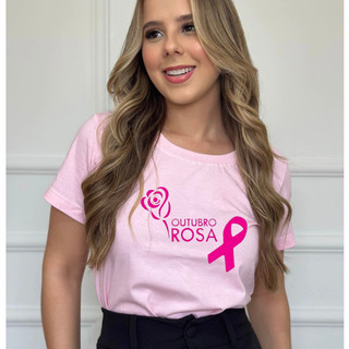 Linda 30.1 Blusa Feminina Outubro Rosa T -Shirt moda 100% Algodão  P AO G2 Plus Size Premium Envio Imediato