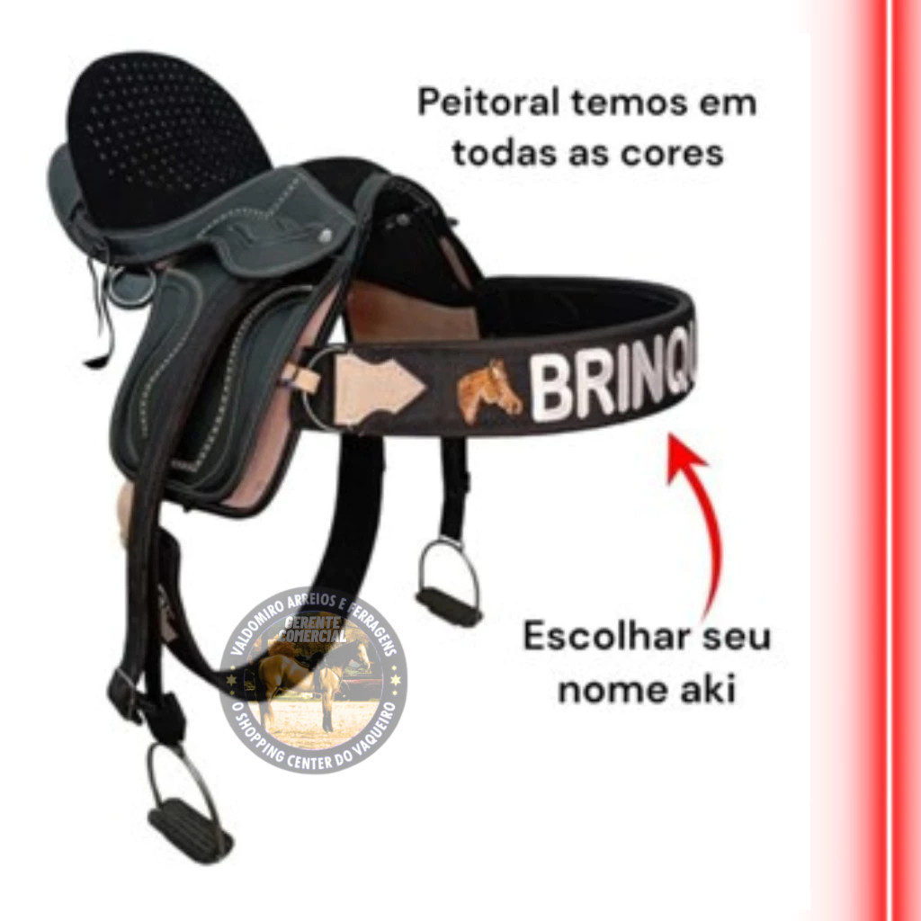 Sela para cavalo Vaquejada Completa Preta Personalizada de campo