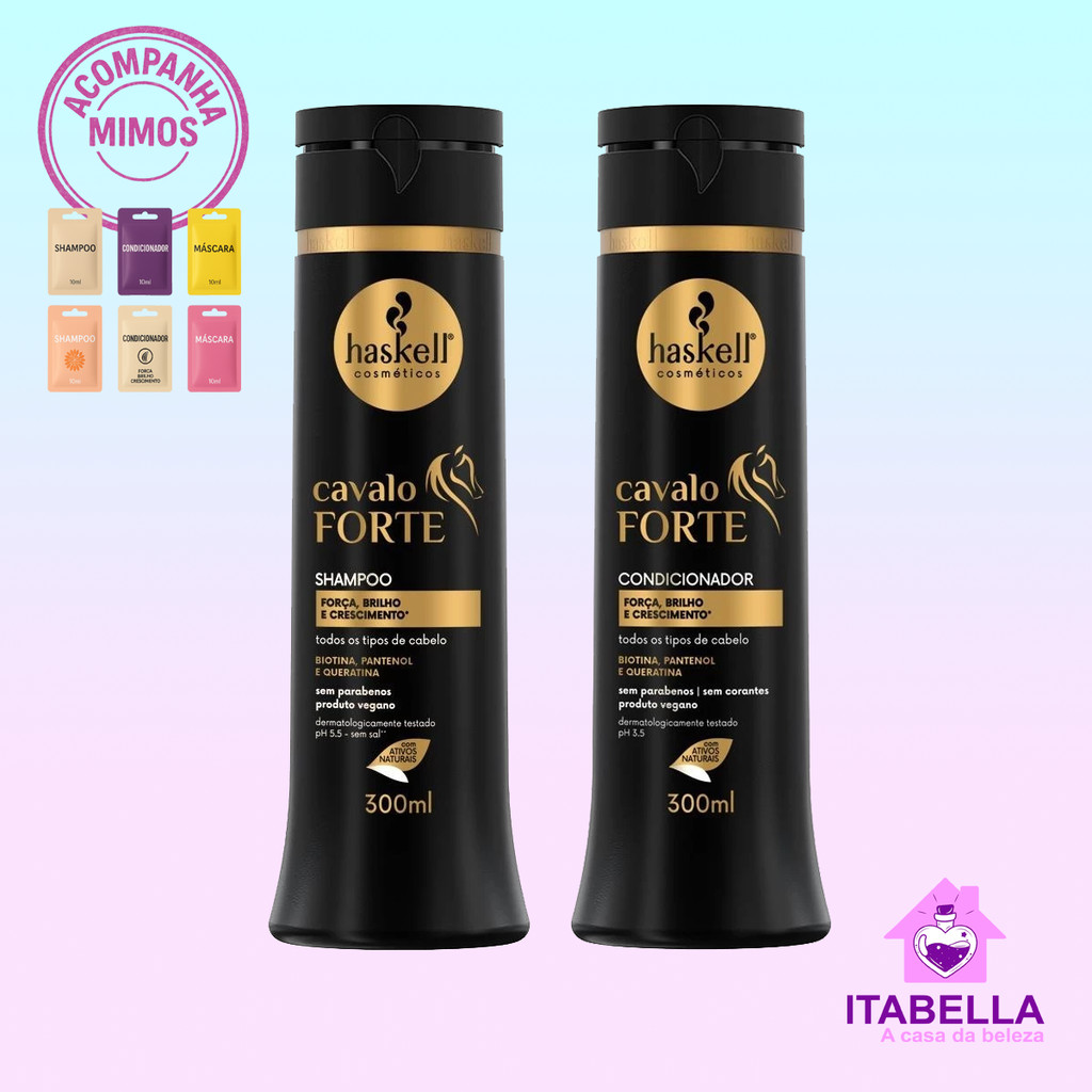 Kit Haskell Cavalo Forte 2 Produtos Shampoo 300ml e Condicionador 300ml