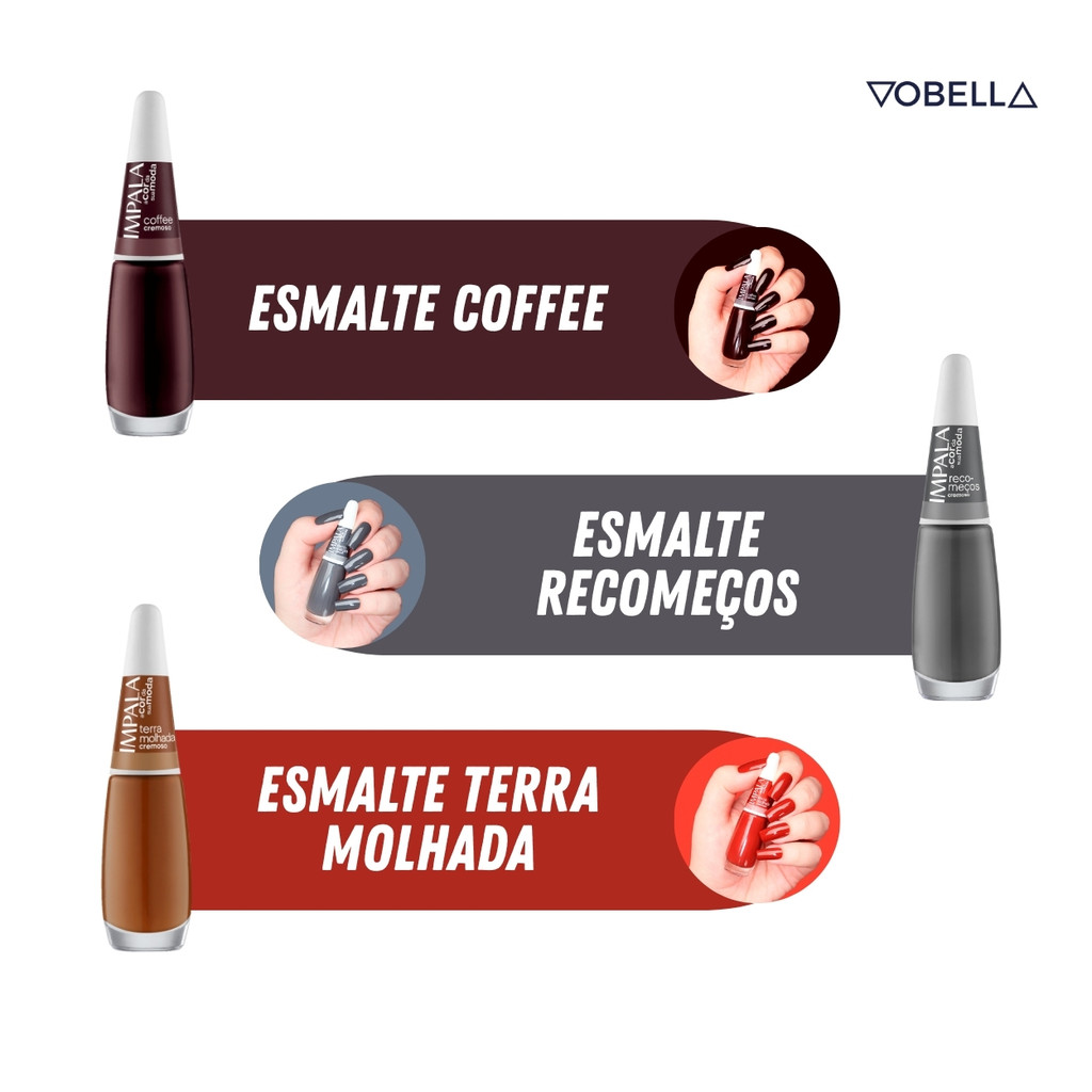 Detalhes do Kit 6 Esmaltes A Cor da Moda Tons Terrosos Clássicos Impala