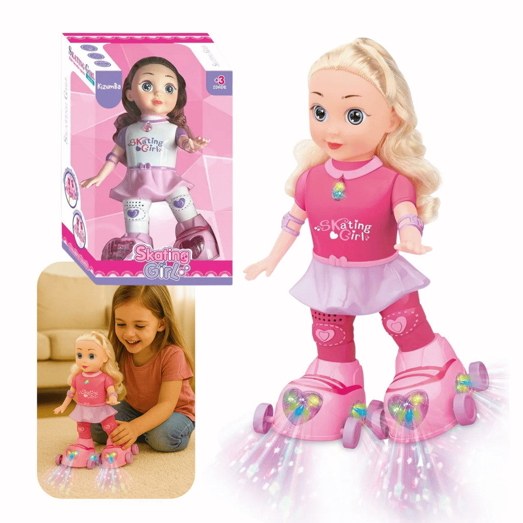 Boneca Patinadora Luz Led Anda Canta Dança Skating Girl Patins Luzes Criança Infantil Menina Kizumba em Oferta na Shopee