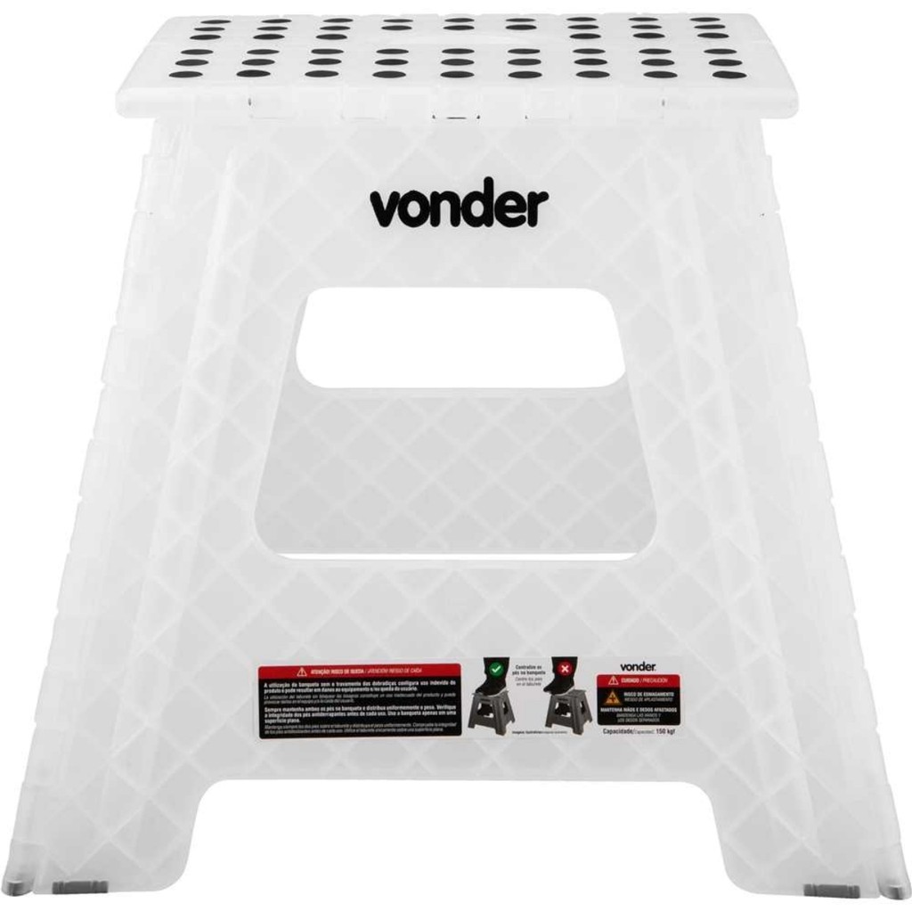 Banqueta Plástica Dobrável 360 mm Transparente Vonder em Oferta na Shopee