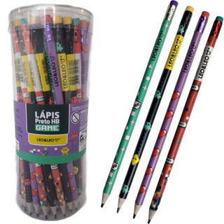 72314 - Kit Lápis de Escrever Escolar Preto HB GAME Decorado com Borracha LeoeLeo em Oferta na Shopee