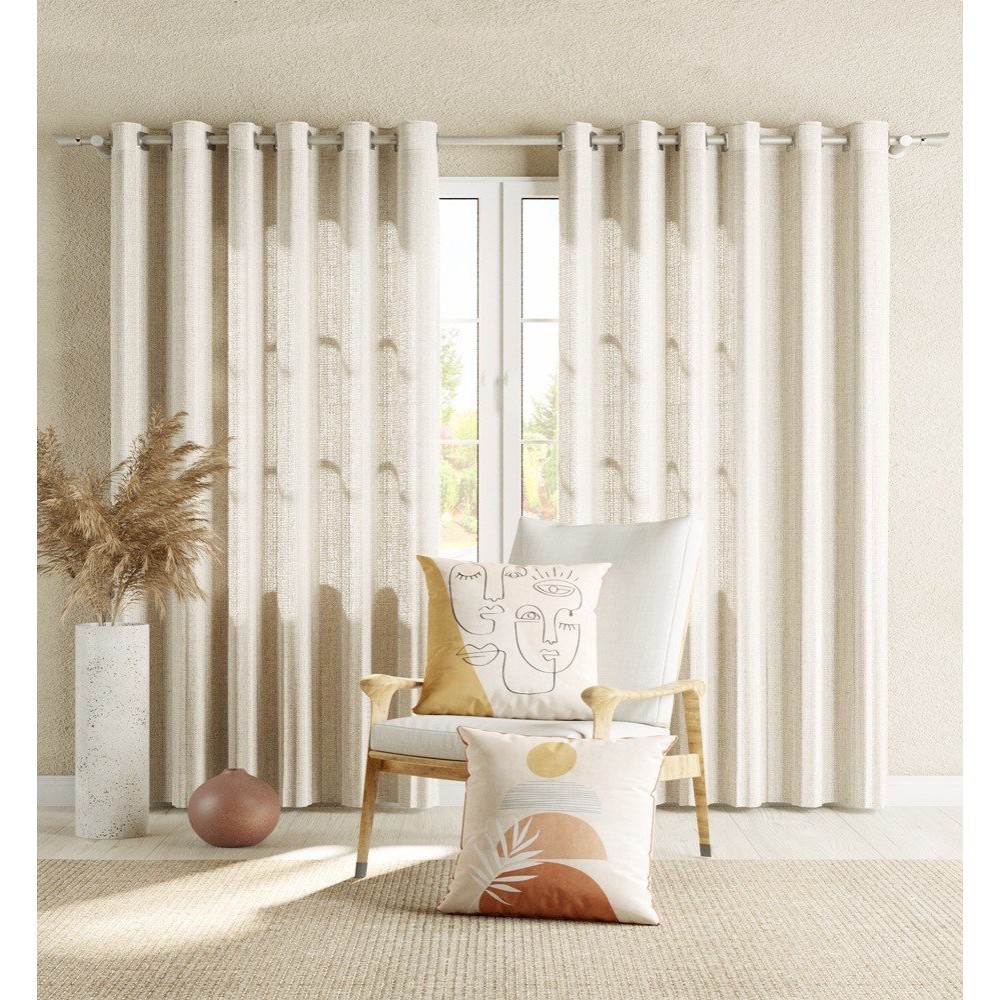 Cortina Belchior Rústica Macau Natural 4,00x2,60m Decoração para Quarto Sala ou Varanda