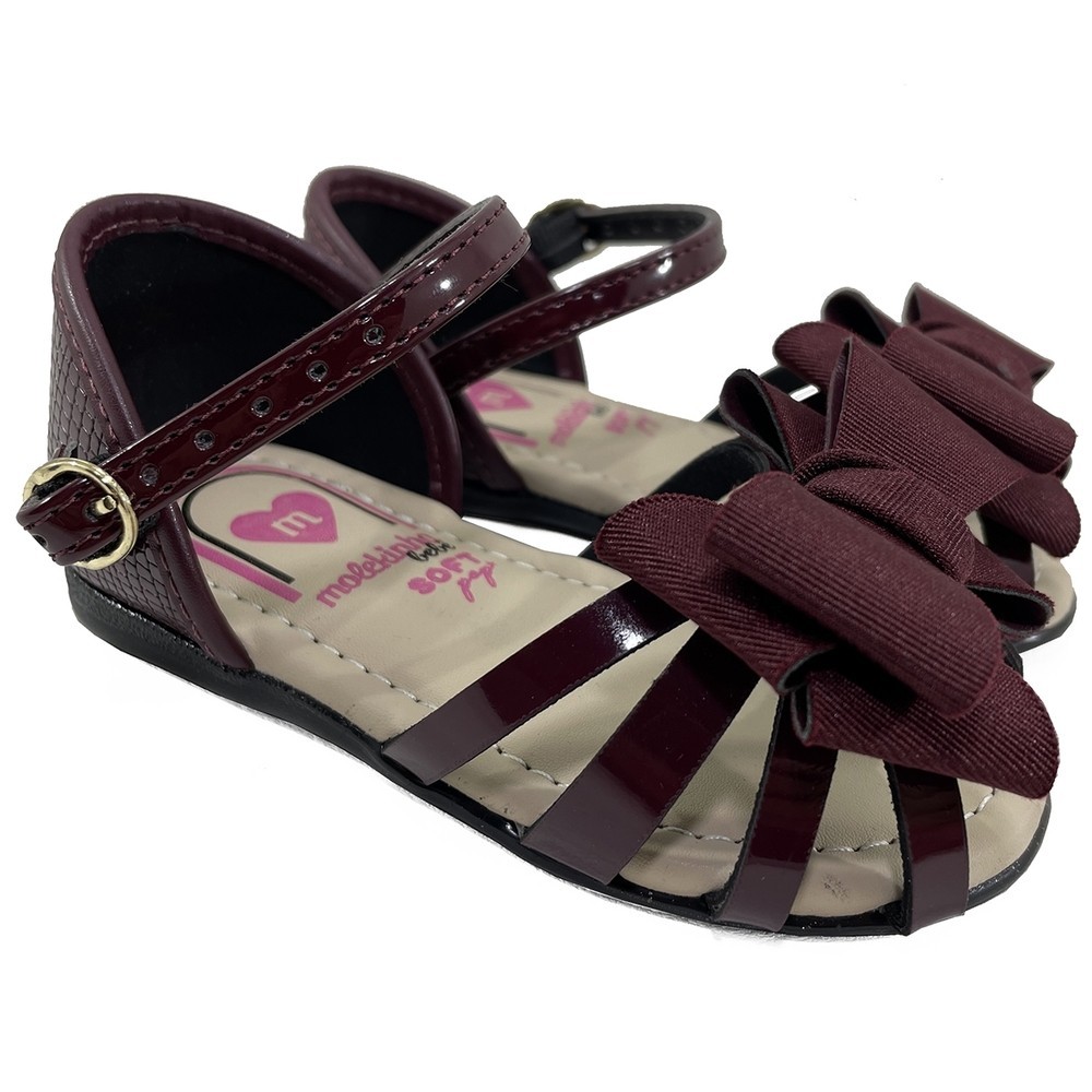 Sandália Infantil Molekinha Tiras Laço - Vinho - Women Shoes