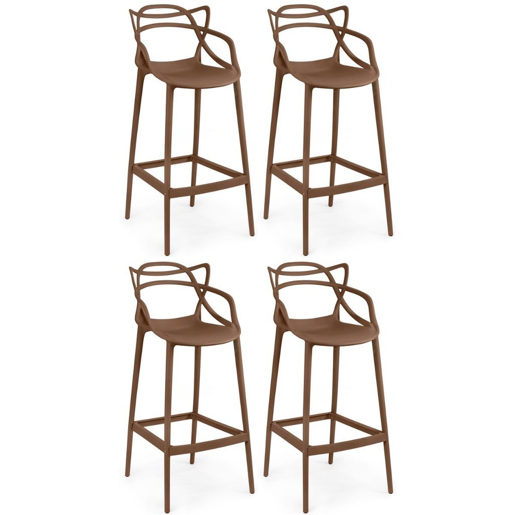Kit 4 Banquetas Allegra com Encosto Design Cozinha/Bancada - Home & Living