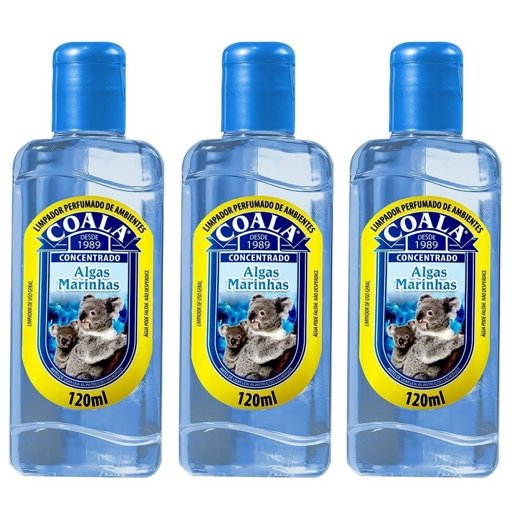 Kit 3 Coala Limpador Perfumado de Ambientes 120ML - Algas Marinhas em Oferta na Shopee