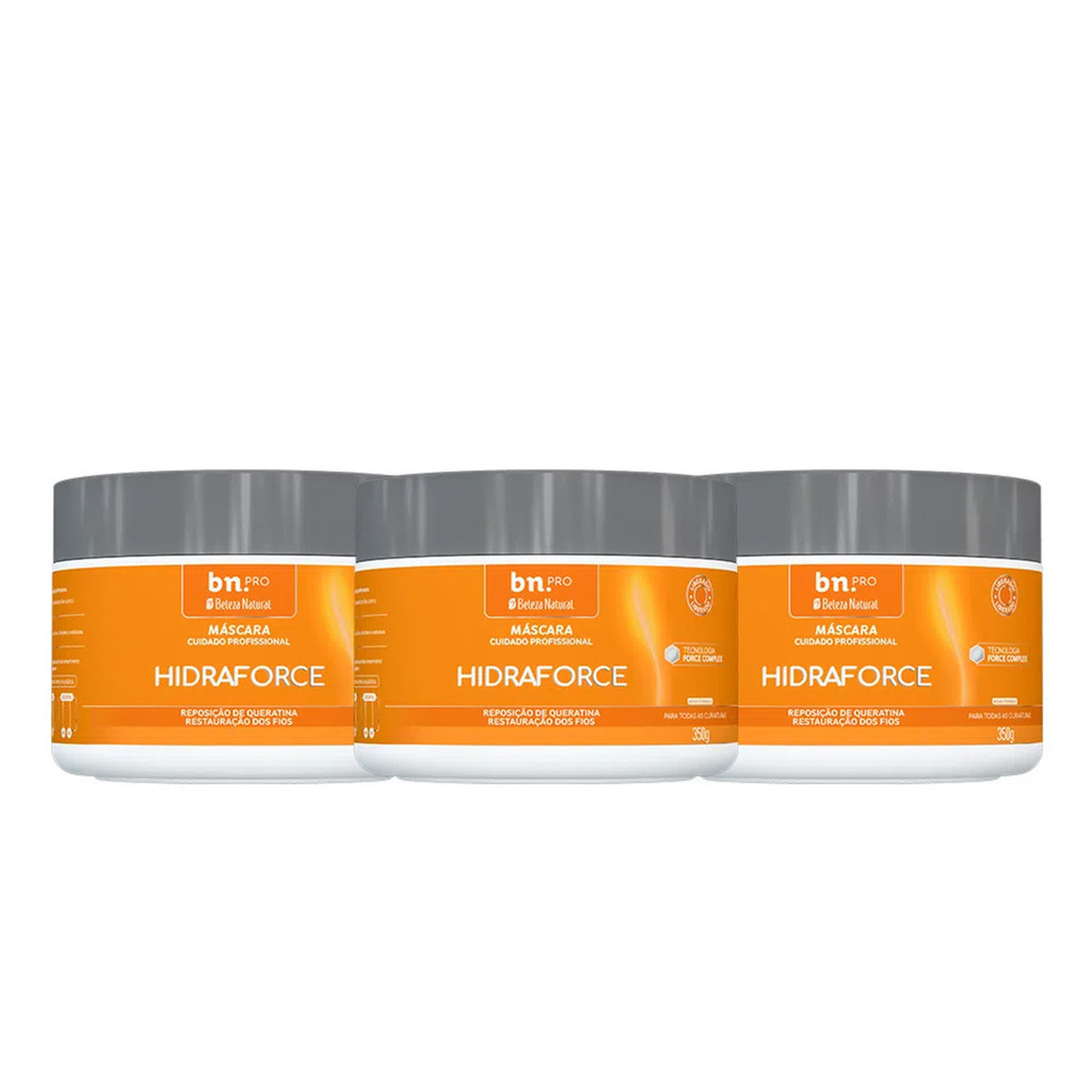 Kit Beleza Natural 3x Máscara Capilar Hidraforce 350g PRO bn.Pro em Oferta na Shopee