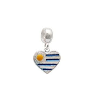 Berloque bandeira Uruguai em formato de coração prata 925 em Oferta na Shopee