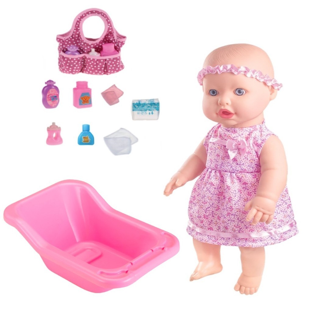 Boneca Faz Xixi De Verdade + Acessórios e Banheira P/ Banho