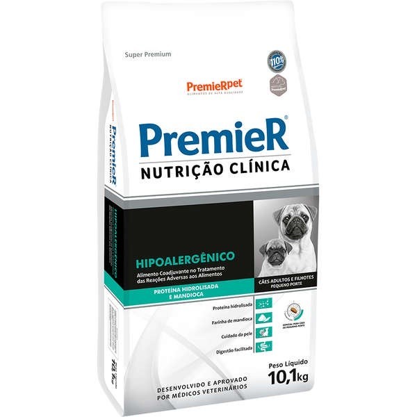 Ração Premier Nutrição Clínica Hipoalergênico para Cães de Pequeno Porte Proteína Hidrolisada e Mandioca 10,1kg