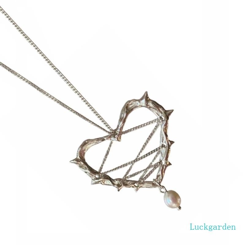 Luckgarden Graceful Thorn Heart Shaped Necklace Simulado Cadeia Clavícula Ajustável Gargantilha Versátil Deco