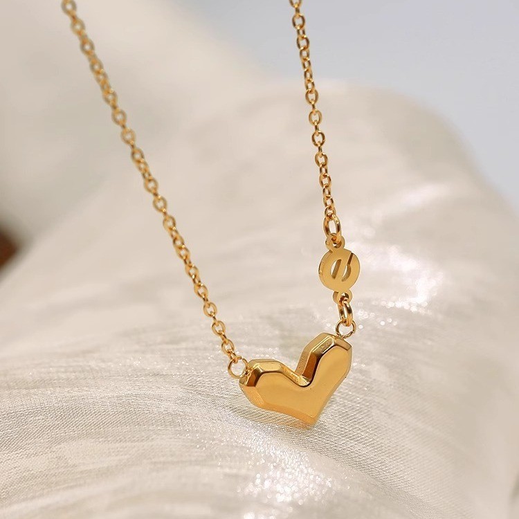 Novo Estilo I Love You with One Heart e Raw Necklace Fêmea Geométrica Tridimensional Conjunto de Cadeia de Clavícula de Amor e Raw You