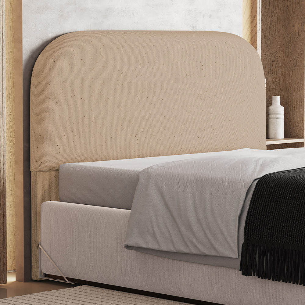 Cabeceira Cama Box Casal 140cm Orgânica Lanna W01 Linho Bege Escuro - Lyam Decor em Oferta na Shopee
