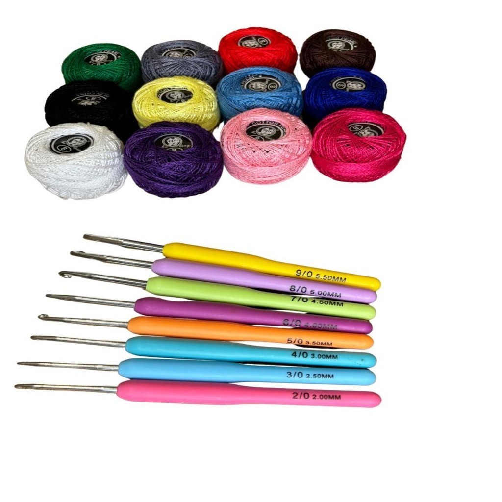 Kit Crochê e Amigurumi 20 itens - 12 Linhas + 8 Agulhas em Oferta na Shopee