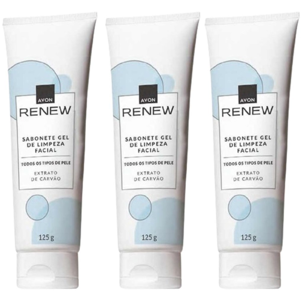 Kit Sabonete Gel de Limpeza Facial Renew 125g (3 unidades) - Avon