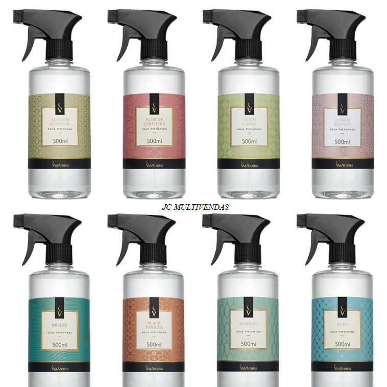 Água Perfumada de Cheiro para tecidos  Roupas Via Aroma - Lavanda Bamboo Lavanda Baby Flor Cerejeira