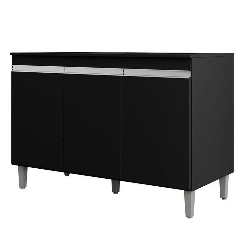 Balcão De Pia Manu Com Tampo 120 Cm Preto Fosco - Ajl em Oferta na Shopee