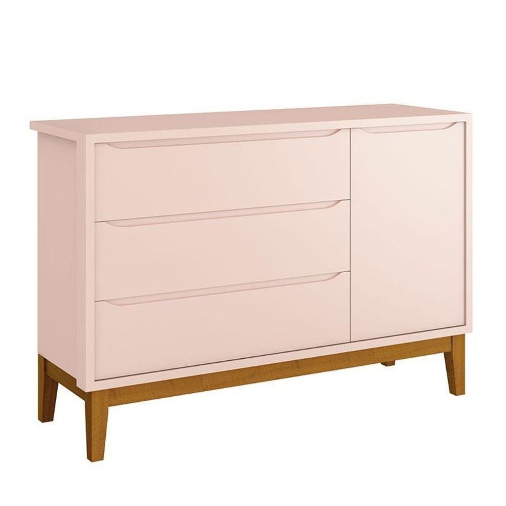 Cômoda Infantil New Classic Rosa Com Pés Madeira - Reller em Oferta na Shopee
