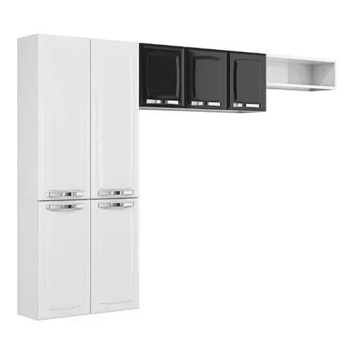 Cozinha Compacta Aço Rose Com 7 Portas 4 Prateleiras Armário Aéreo Branco Preto em Oferta na Shopee