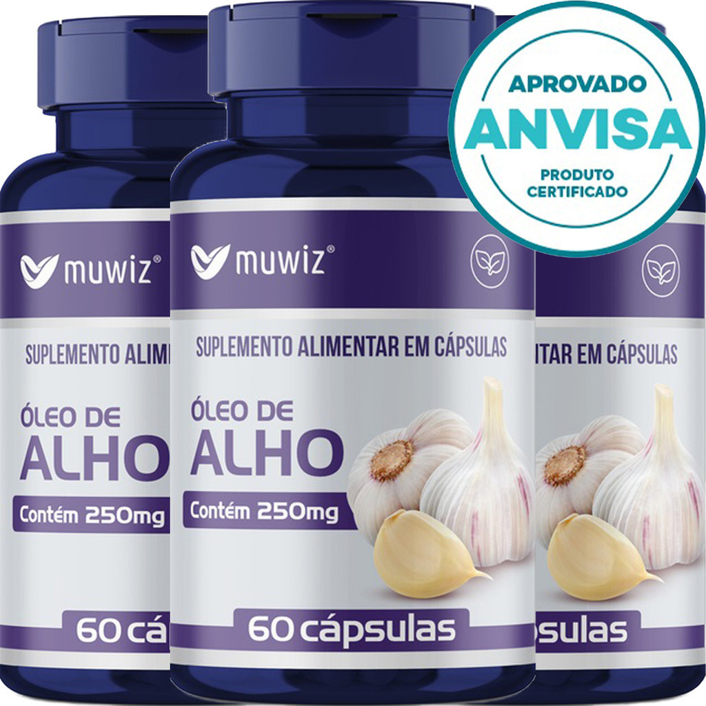 KIT 3 Unidades Óleo De Alho - 60 Cápsulas 250mg - Muwiz