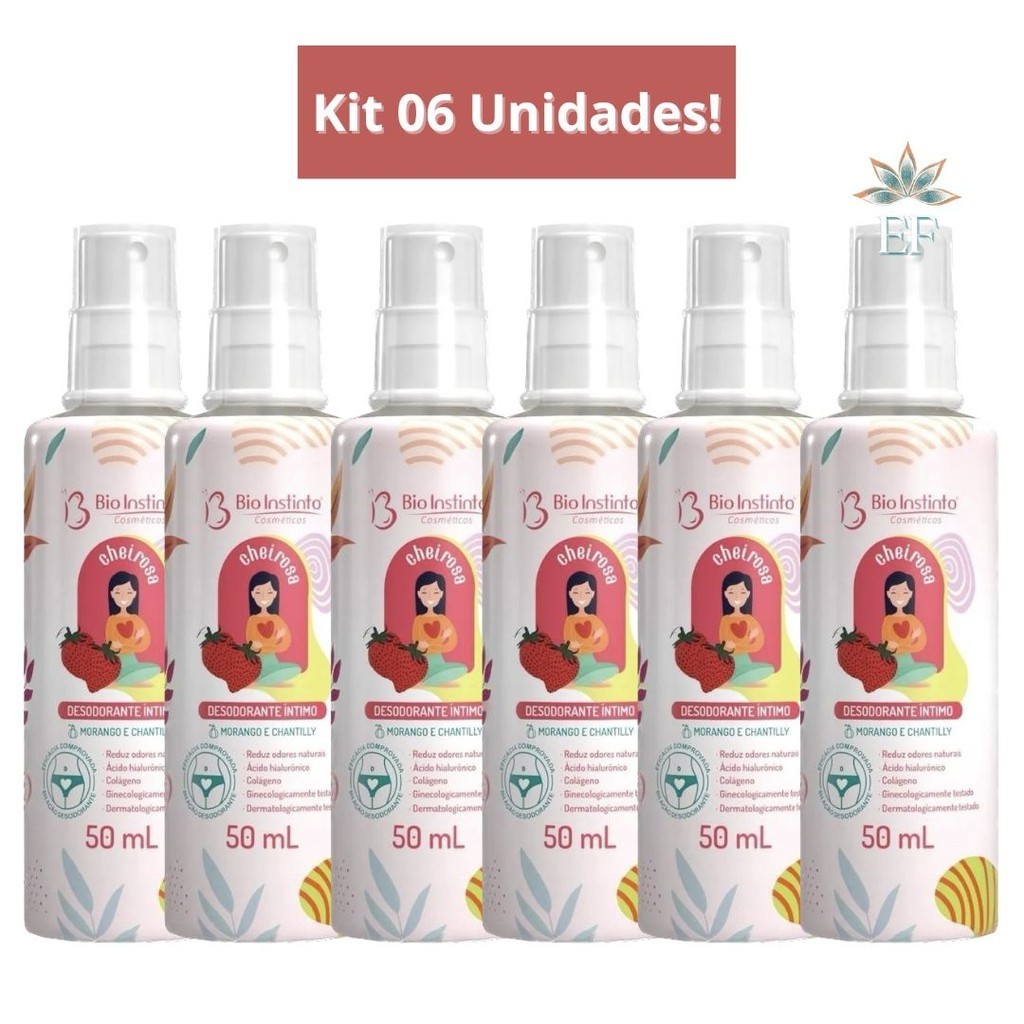 Kit 6 Unidades Desodorante Íntimo Cheirosa MORANGO COM CHANTILLY 50mL BIO INSTINTO