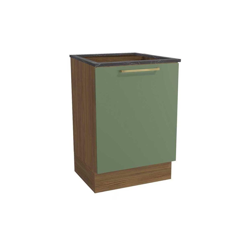 Balcão de Cozinha Botanic M629 p/Cooktop 1 Porta c/Tampo 60cm Nogueira/Oliva/Cinzel - Kappesberg em Oferta na Shopee