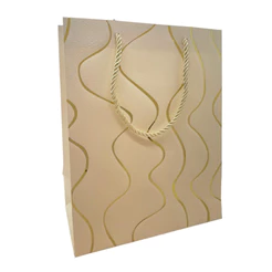 Sacola de Papel para Presente Ondas Almofadadas - Creme- 32x26x12cm - 1 unidade - Rizzo
