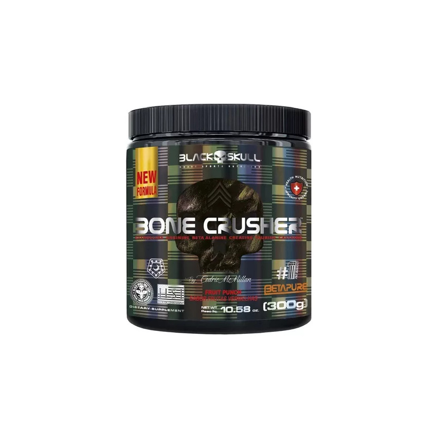 Pré-treino Bone Crusher 300g Frutas Vermelhas - Black Skull