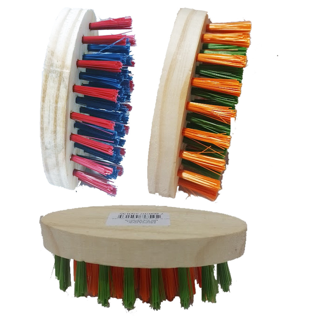 Kit 3 Unidades ESCOVA Lavandeira OVAL Madeira Limpeza Geral Multiuso Tanque Para Esfregar Lavar Roupas Sapatos Tênis