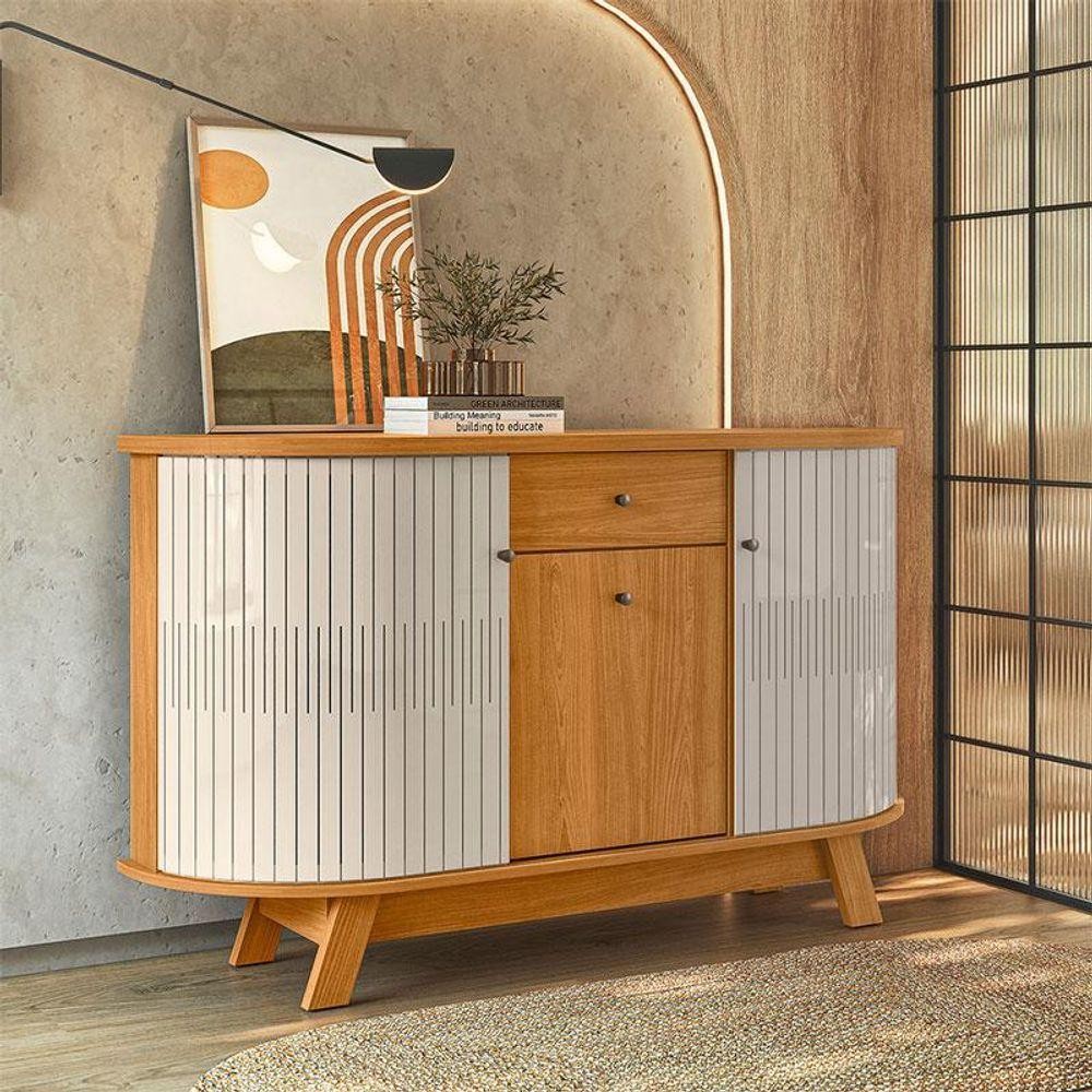 Aparador Para Sala Buffet Monza Cinamomo Off White - Madetec em Oferta na Shopee