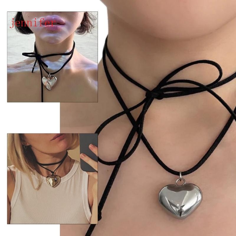 jennifer Goth Wax Rope Big Heart Pendant Colar Gargantilha Para Mulheres Jóias Elegantes