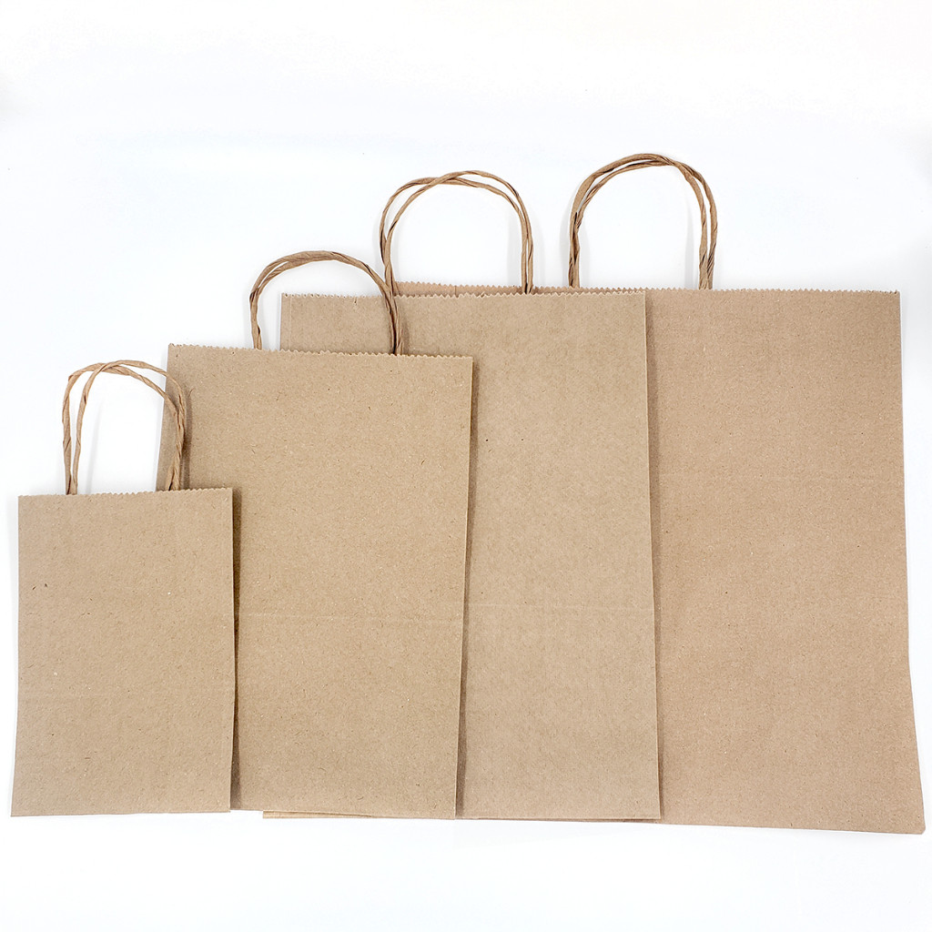 15 Sacola Kraft Pardo para Delivery com Alça e TAG de agradecimento ao cliente - PP, P, M ou G em Oferta na Shopee