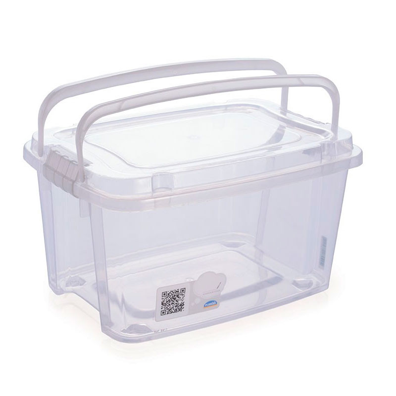 Caixa organizadora Gran Box alta com alça e trava Cristal 6,2L 8413 Plasútil em Oferta na Shopee