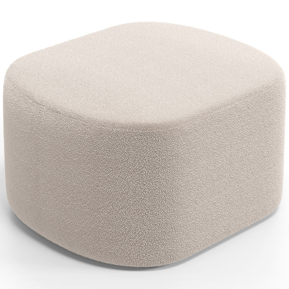 Puff Decorativo Orgânico para Living Quarto 70cm Doha W01 Bouclê Creme - Lyam Decor - Home & Living