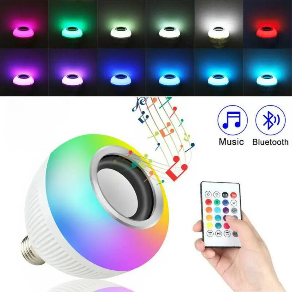 Lampada Bluetooth De Led Caixa De Som Com Controle remoto Rgb 12W
