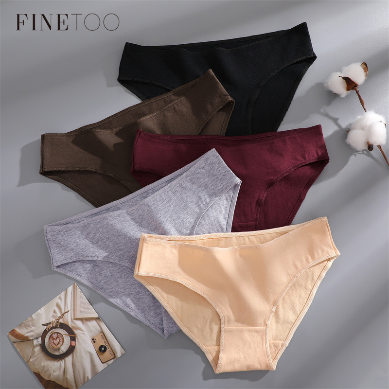 FINETOO Calcinha De Algodão De Cintura Média Para Mulheres Sexy Lingerie De Cor Sólida Roupa Íntima Macia E Respirável