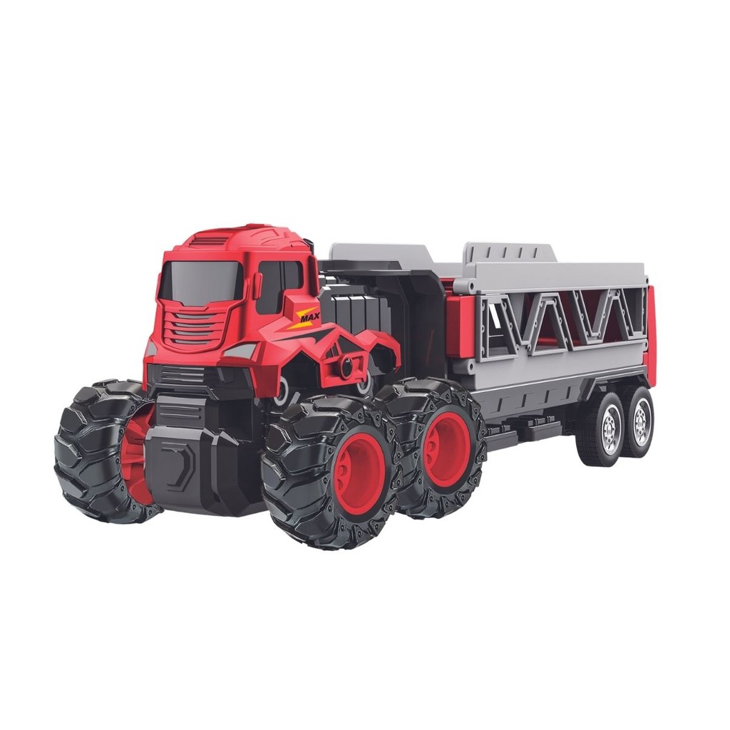 Caminhão Cegonha de Fricção C/ Pista Lançador E 2 Carrinhos Abre Até 65cm Racing Club - Zoop