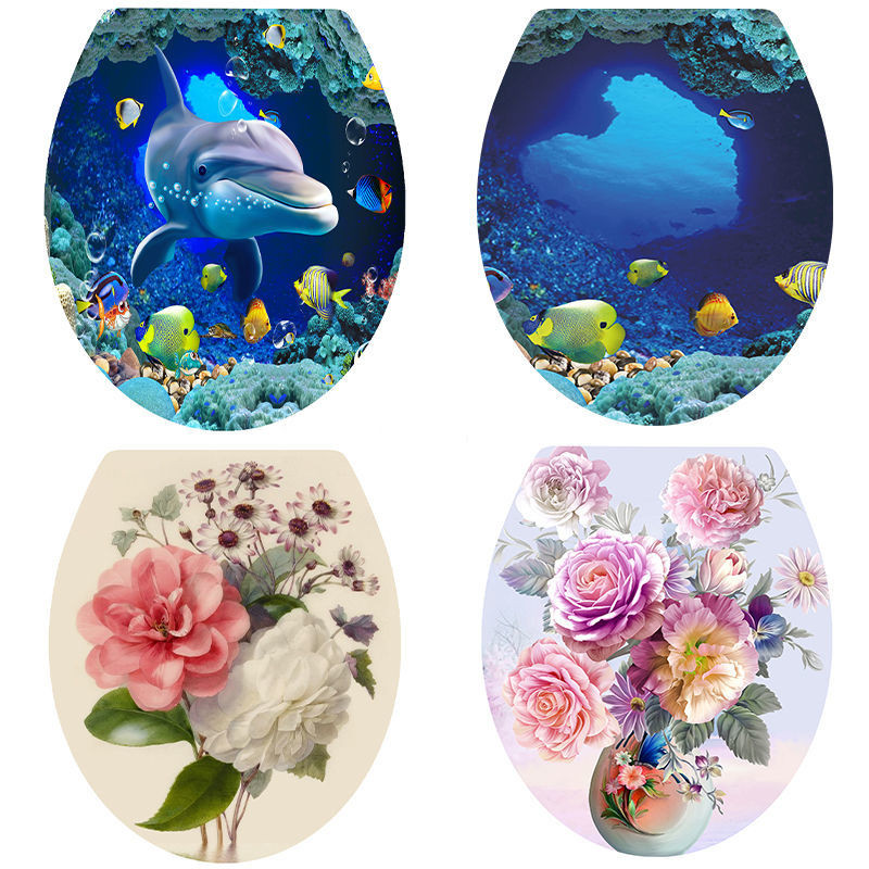Adesivos decorativos criativos para banheiro, adesivos para vaso sanitário, assento de vaso sanitário, à prova d'água, a