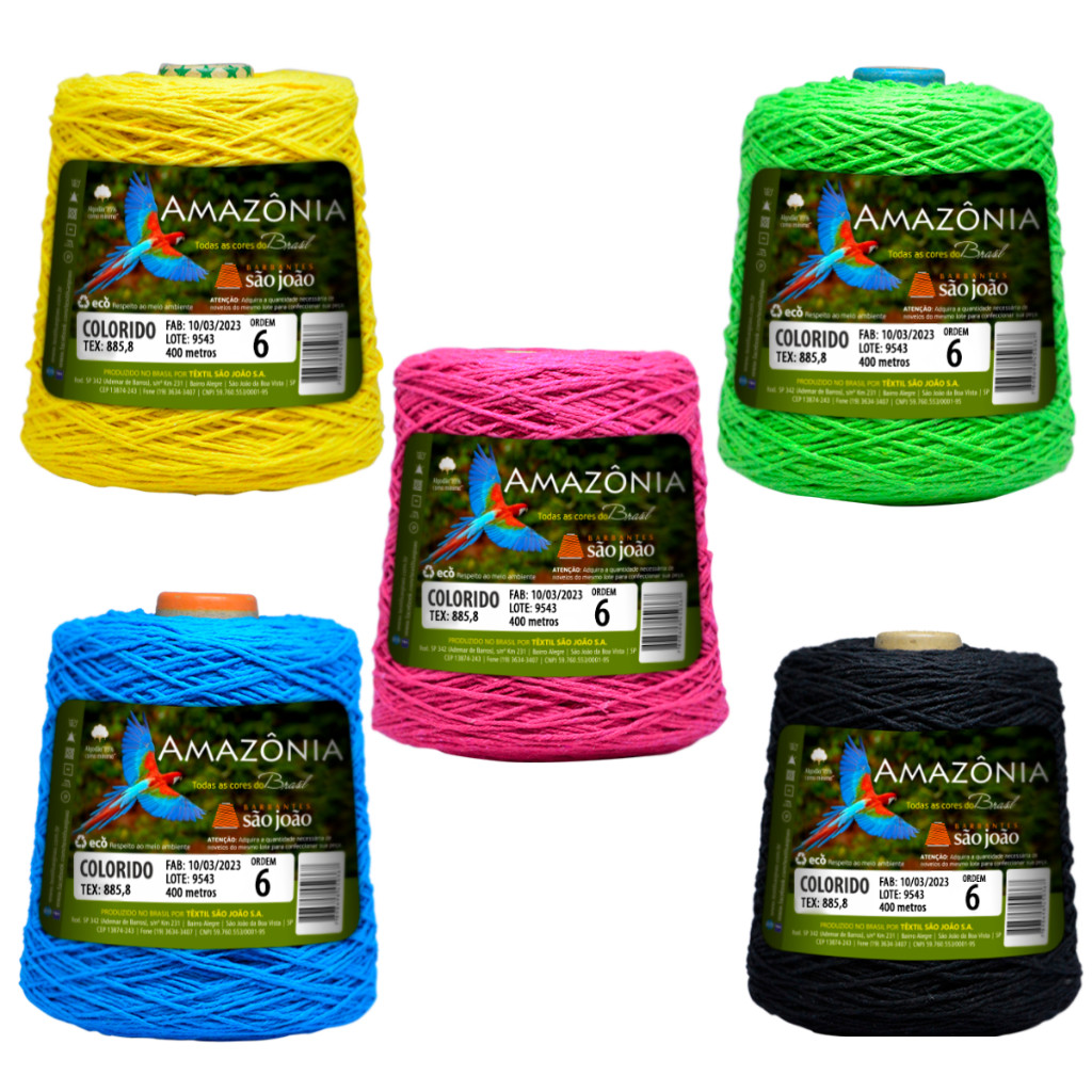 Barbante Colorido n ° 6 São João Amazônia 614 e 400 metros Artesanato Crochê em Oferta na Shopee