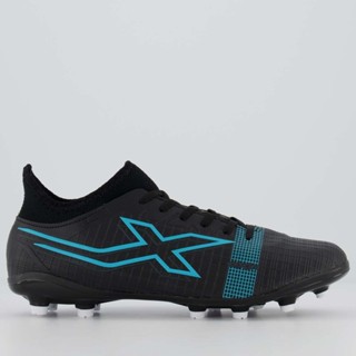 Chuteira Oxn Velox 4 Neo Campo Preta e Azul em Oferta na Shopee