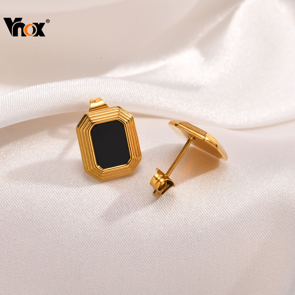 Vnox Brincos De Ágata Quadrada Para Mulheres , Brinco Piercing Geométrico De Aço Inoxidável Dourado , À Prova D'água , Joias Diárias De Alta Qualidade