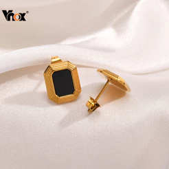 Vnox Brincos De Ágata Quadrada Para Mulheres , Brinco Piercing Geométrico De Aço Inoxidável Dourado , À Prova D'água , Joias Diárias De Alta Qualidade