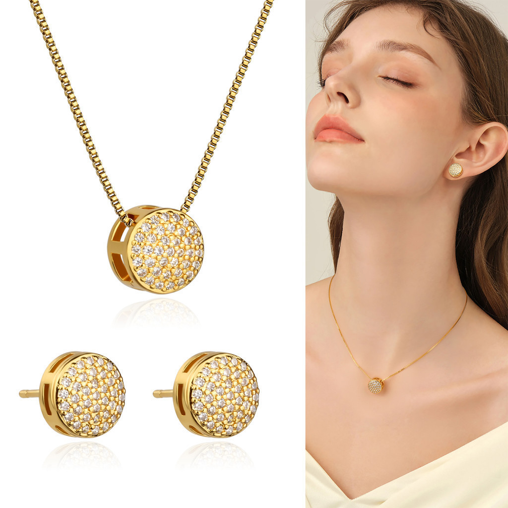 Kit Colar Brincos Feminino Redondo Best Friends Conjunto Folheado a Platina Redondo Zircônia Cravejada Presente Feminino em Oferta na Shopee