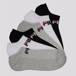 Kit Meia Fila Light 6 Pares Cano Curto Cinza Branca e Preta