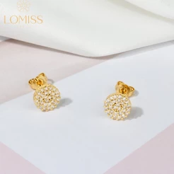 Brinco Delicado Elegante Antialérgico Coreanos Feminino Redondo De Strass Pizza Folheado Ouro 18k a Platina Com Zircônia Luxo